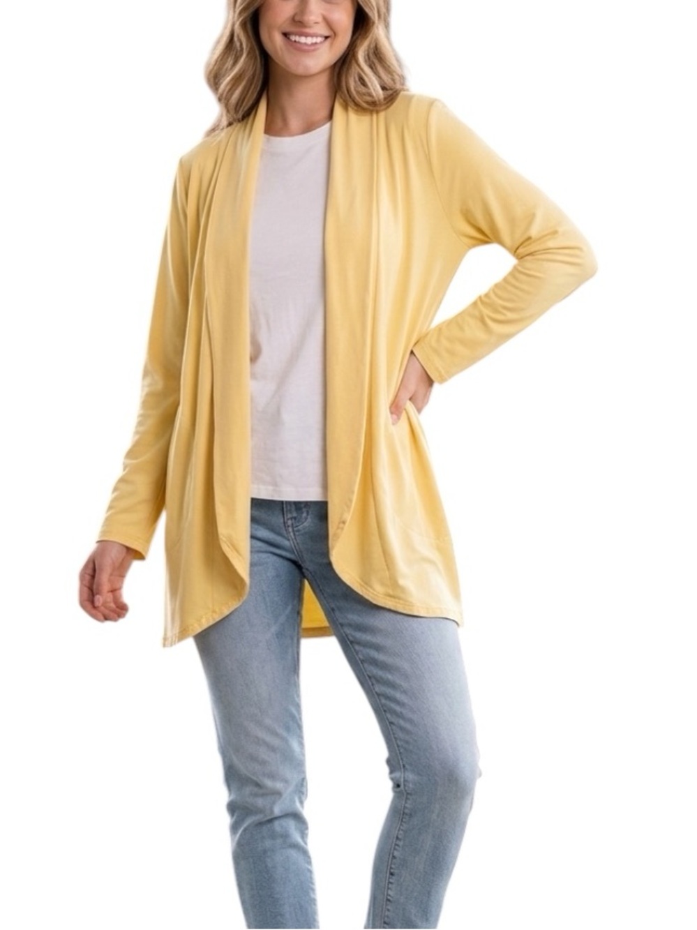 The Original Muk Luks cardigan open front draped collar pockets size Large